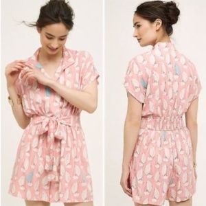 Anthropologie Maeve Pink Sailboat Romper Size 2